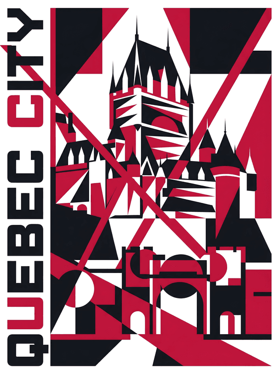 Geometric Quebec: Château Frontenac Abstract Poster