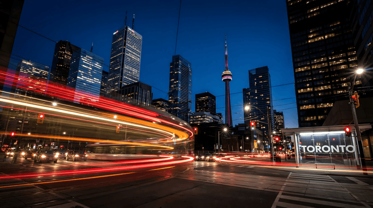 Toronto Pulse: CN Tower and Midnight Light Trails
