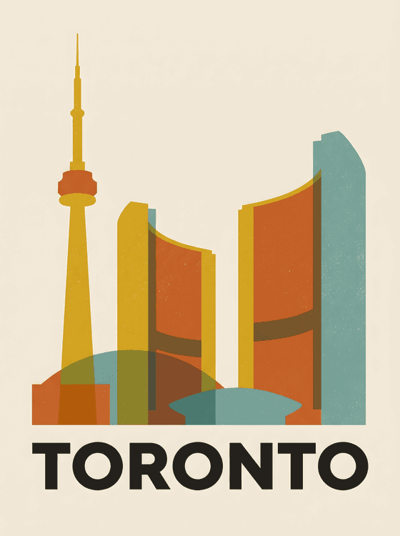 Minimalist Toronto Skyline Retro Poster