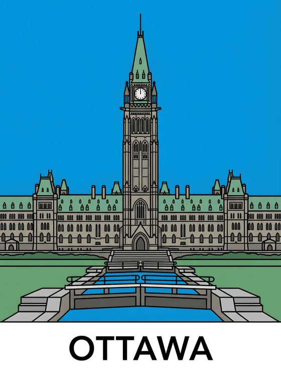 Ottawa Parliament Hill Minimalist Illustration