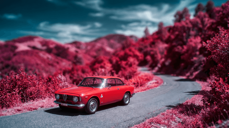 Alfa Romeo Giulia in a Magenta Dreamscape