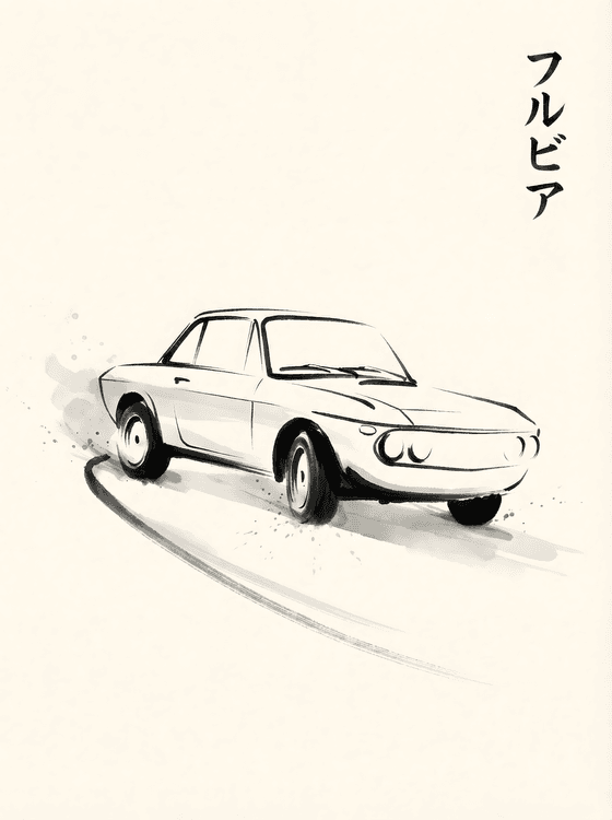 Lancia Fulvia Sumi-e Drift Study