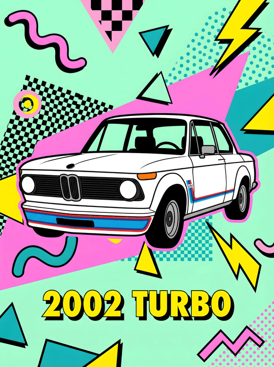 BMW 2002 Turbo Memphis Style Retro Poster
