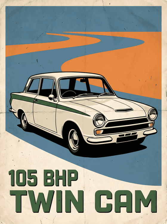 Lotus Cortina Twin Cam Vintage Poster
