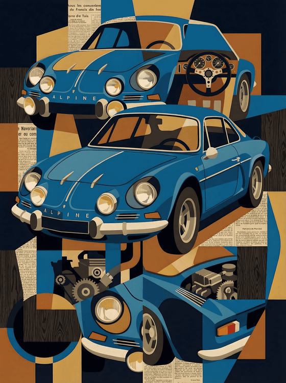 Alpine A110 Heritage Collage Poster