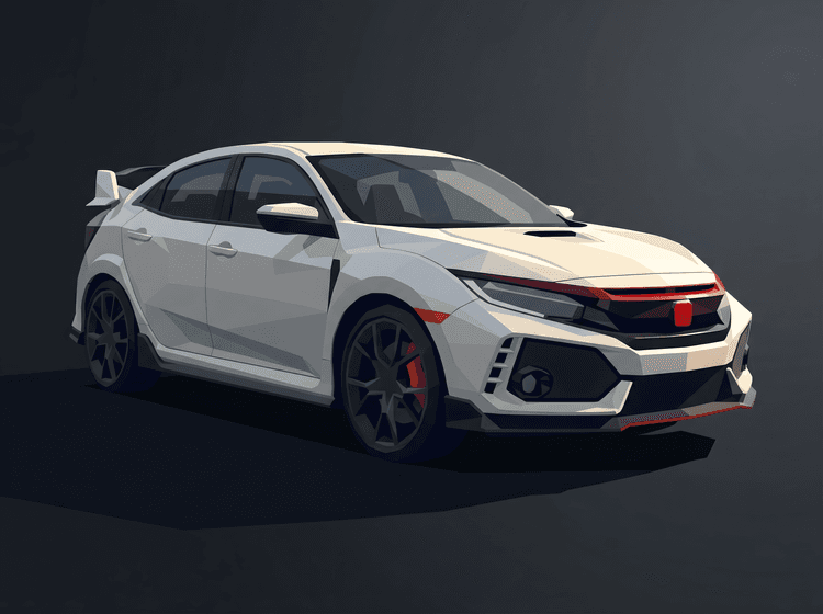 Honda Civic Type R FK8 Low Poly White Edition