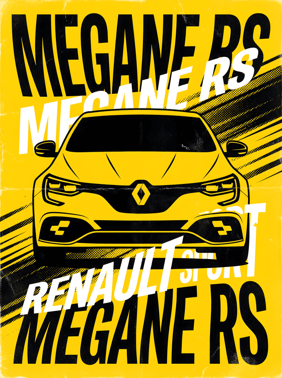Renault Megane R.S. Yellow Sport Graphic Poster