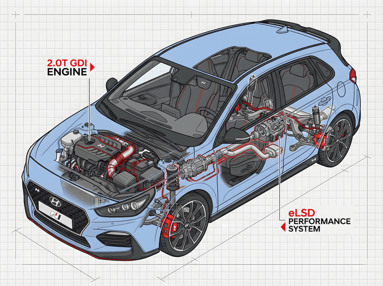Hyundai i30 N Technical Cutaway Illustration