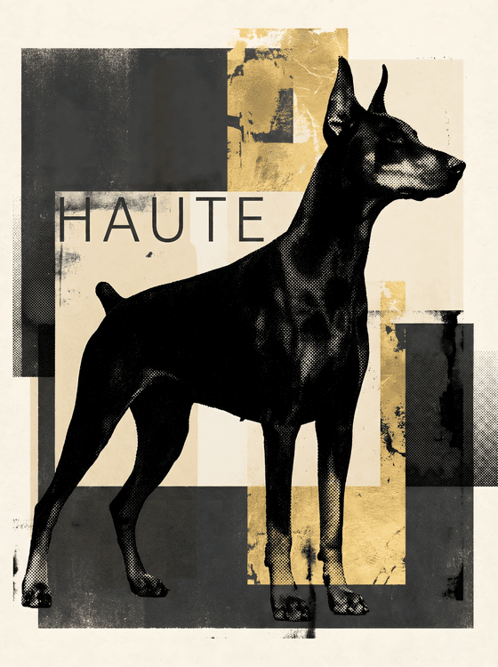 Haute Doberman: Modern Mixed Media Portrait