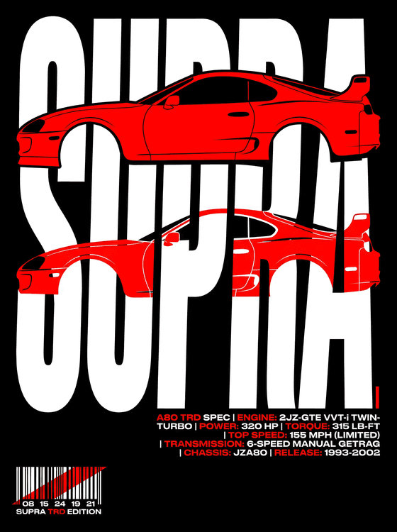 Supra A80 TRD Spec: Technical Type Poster