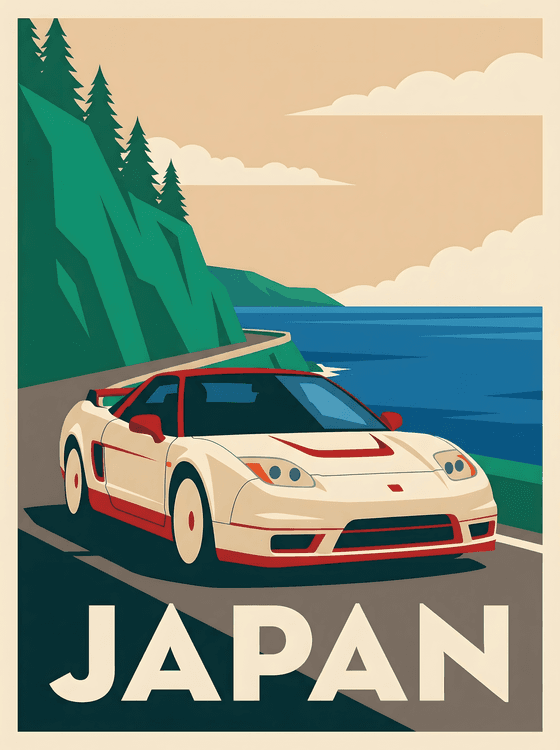 Coastal Cruise: NSX NA2 Japan Travel Poster