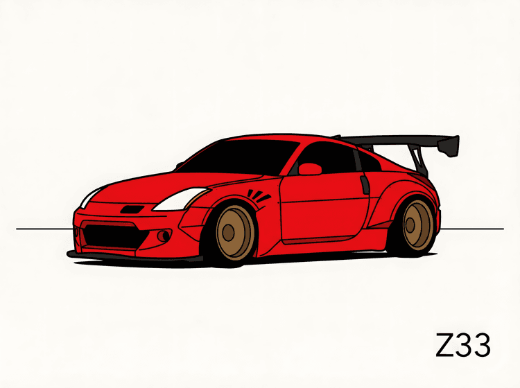 Red Z33: Minimalist Widebody Illustration