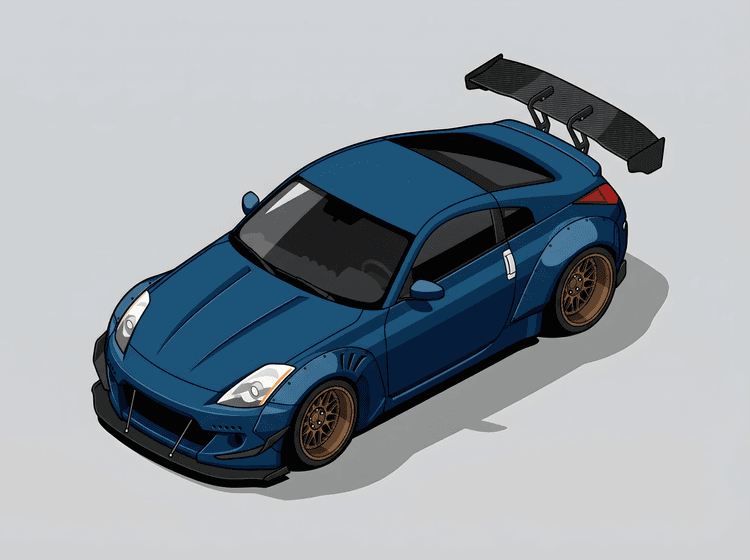 Z33 Widebody: Isometric Blue Sentinel