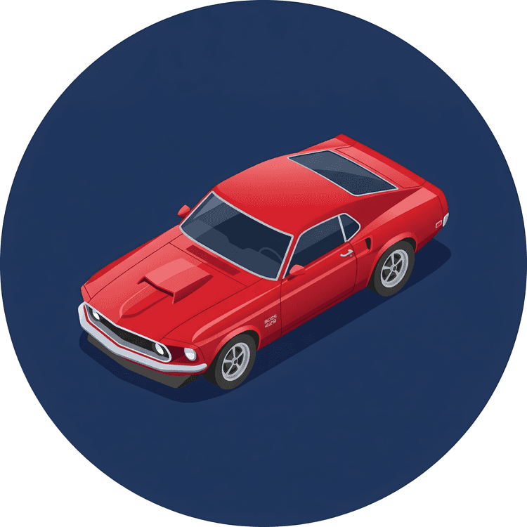 Red Mustang Boss 429 Isometric Illustration