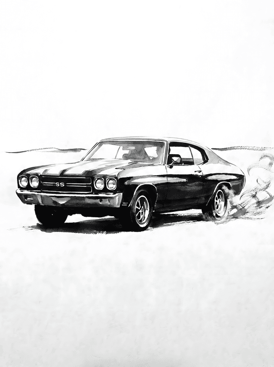 Chevelle SS 454 Ink Wash Burnout