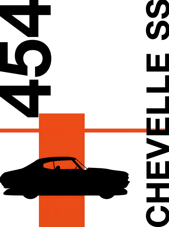 Chevelle SS 454 Minimalist Swiss Style Graphic