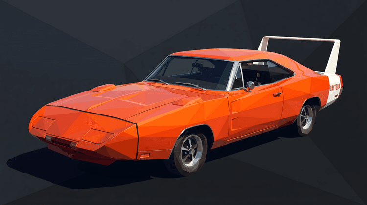 Orange Charger Daytona Low Poly Digital Art