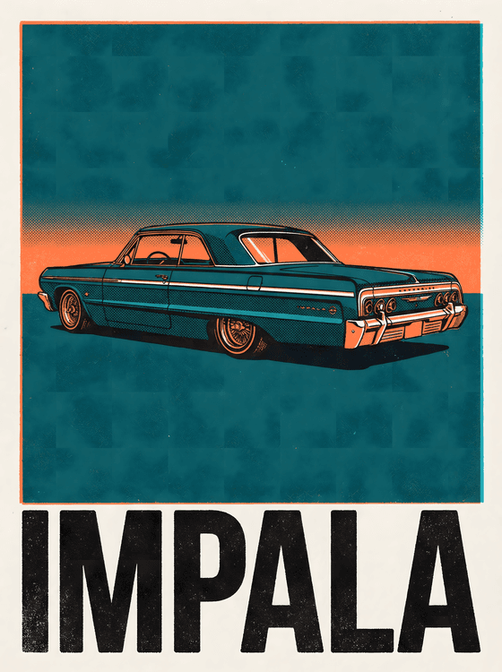 Vintage Teal Impala Poster