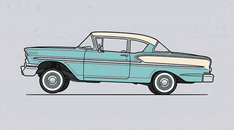 Teal '58 Biscayne Flat Art