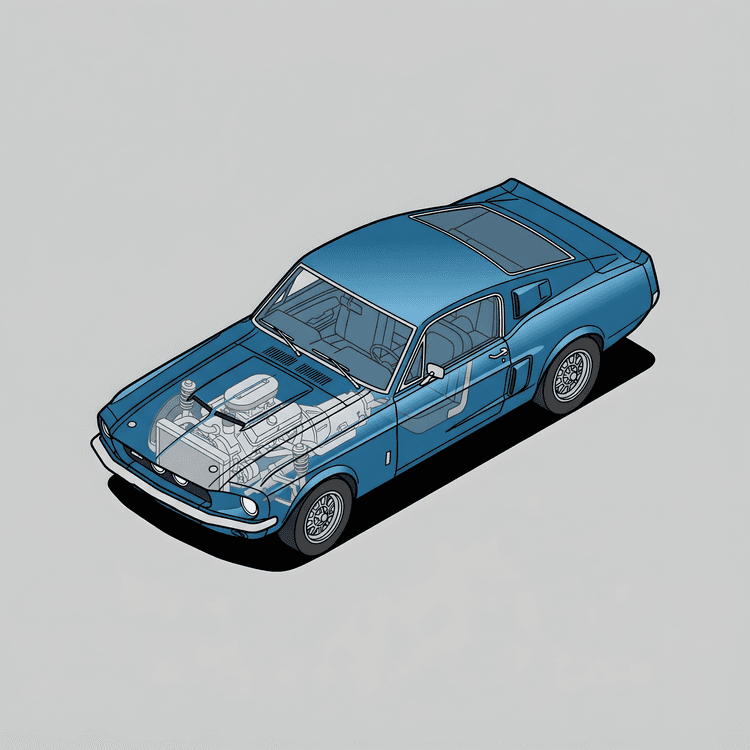 Shelby GT500 Isometric Cutaway Illustration