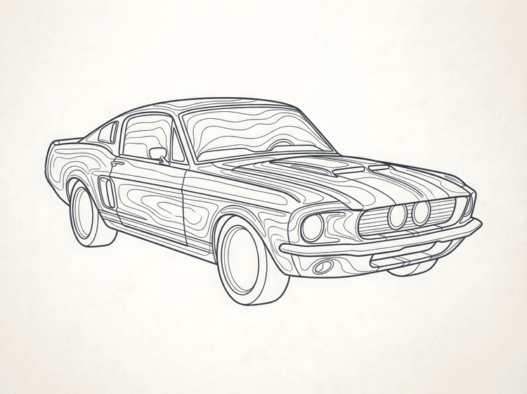 Shelby GT500 Topographic Line Art