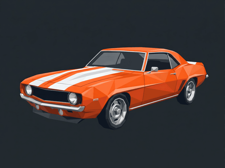 Camaro SS Low Poly: Geometric Orange Muscle