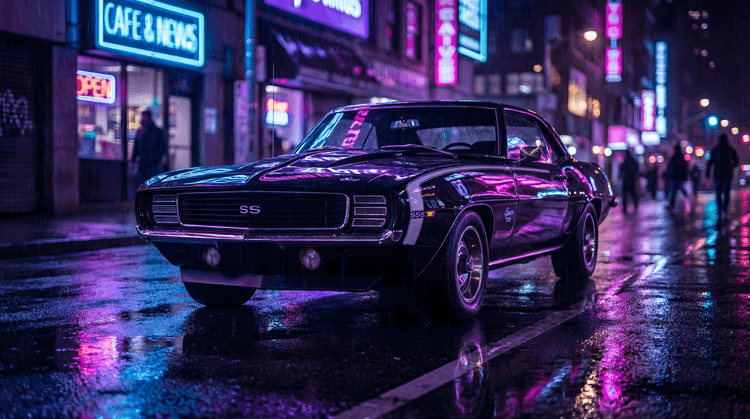 Camaro SS Neon City Rain