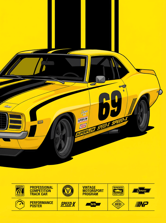 Vintage Race Spec: 1969 Camaro SS Graphic Poster
