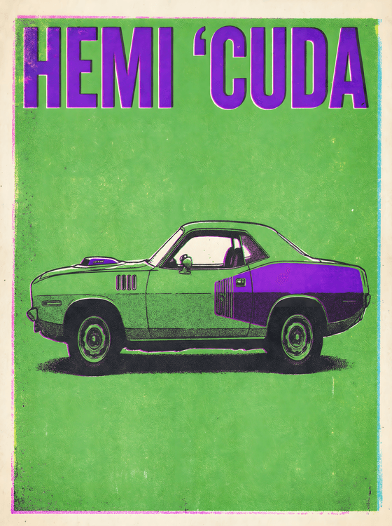 Hemi 'Cuda: Risograph Muscle Tribute