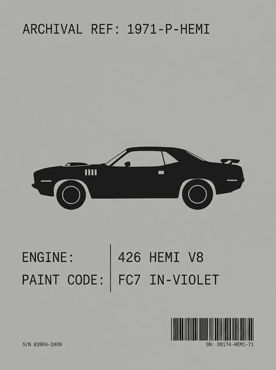 1971 Hemi 'Cuda Archival Reference Illustration