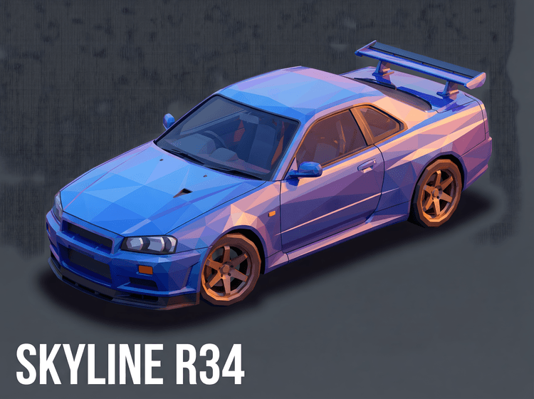 Nissan Skyline GT-R R34: Low Poly JDM Icon