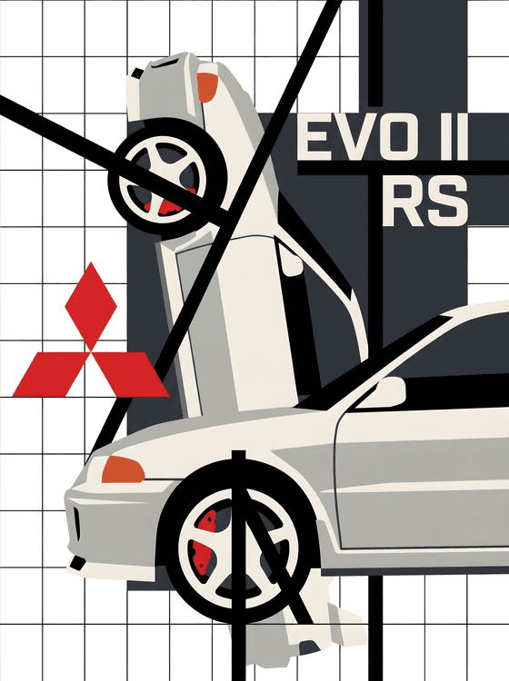 Mitsubishi Lancer Evolution II RS Graphic Poster