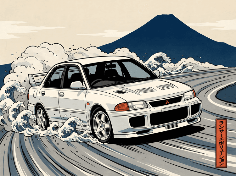 Lancer Evolution III: Great Wave over Fuji