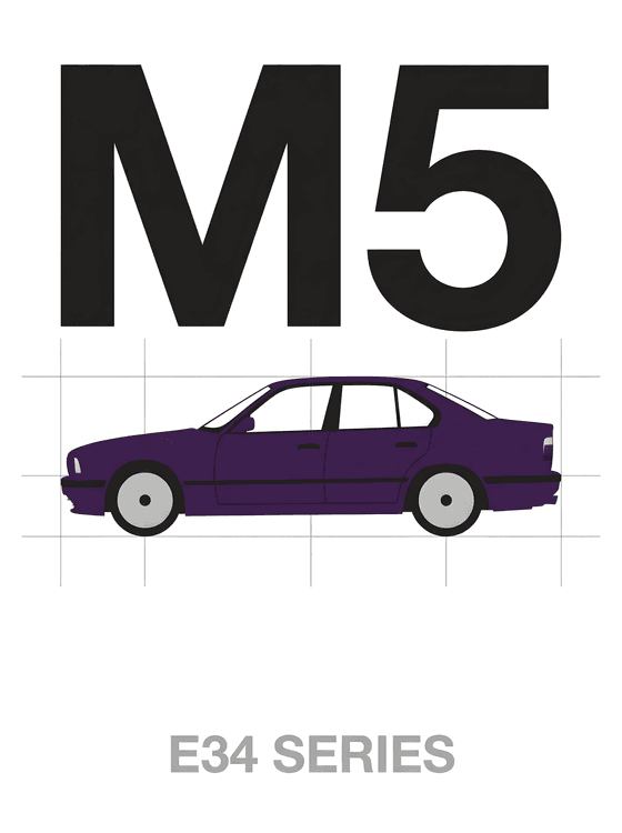 BMW E34 M5 Minimalist Purple Profile
