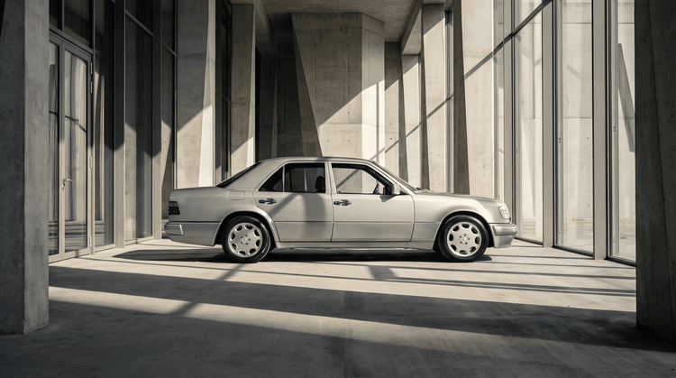 Mercedes-Benz W124: Brutalist Silver Study