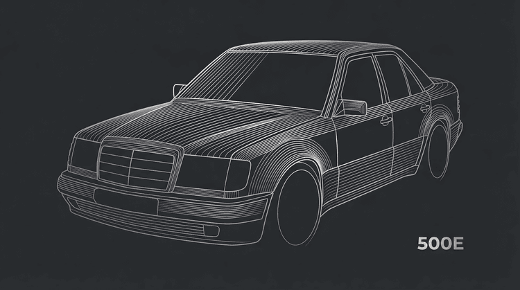 Mercedes-Benz 500E Minimalist Contour Line Art