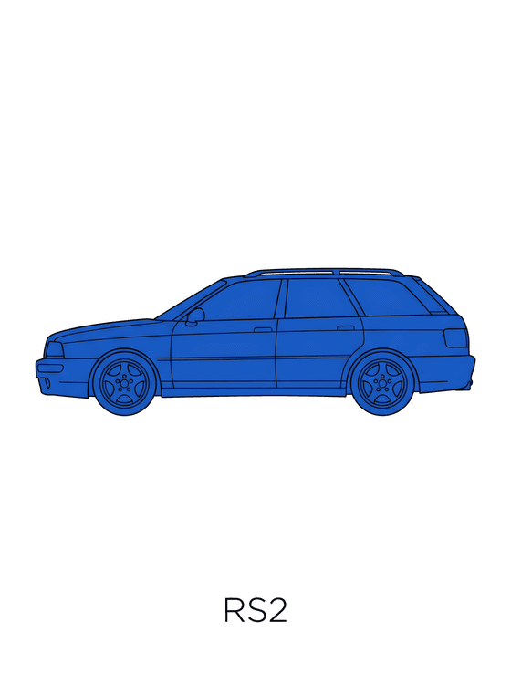 Audi RS2 Avant: Nogaro Blue Minimalist Profile
