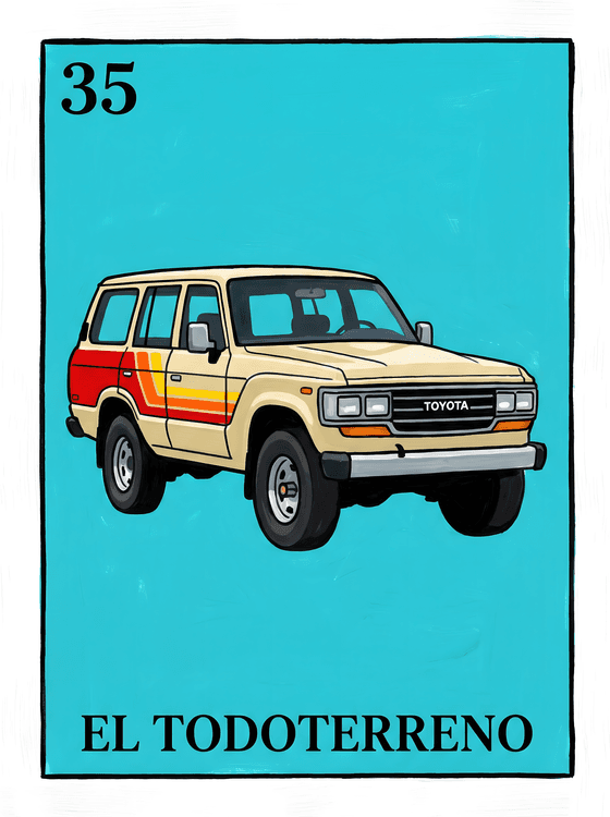 El Todoterreno: Toyota Land Cruiser 60 Series Loteria Card Art