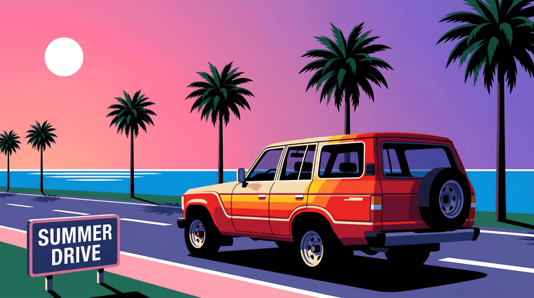 Toyota Land Cruiser 60 Series Summer Drive City Pop Art