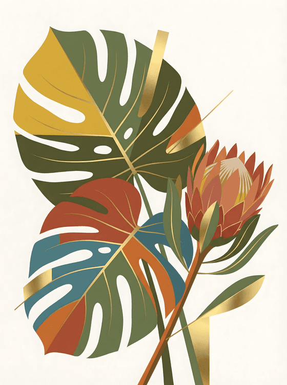 Gilded Tropical Flora