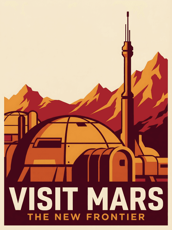 Visit Mars: The New Frontier Vintage Poster