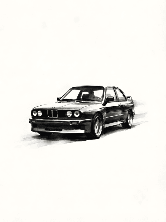 Monochrome Heritage: BMW E30 M3 Ink Wash