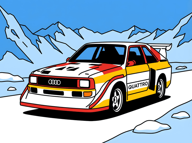 Audi Sport Quattro S1 E2: Alpine Rally Illustration
