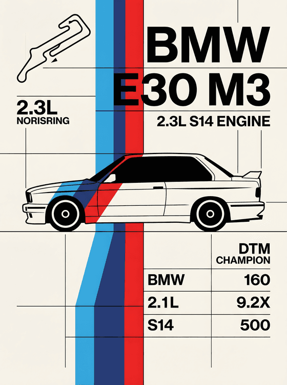 BMW E30 M3: DTM Legend Technical Poster