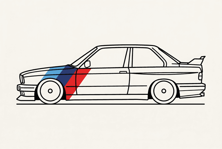 BMW E30 M3: Minimalist M-Stripe Profile