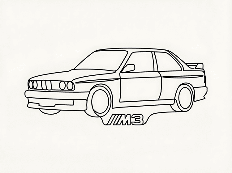 BMW E30 M3: Minimalist Line Art Study