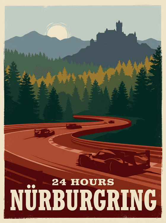 24 Hours Nürburgring: Green Hell Vintage Poster