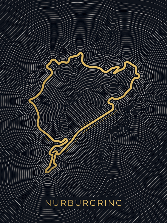 Nürburgring Golden Topography Map
