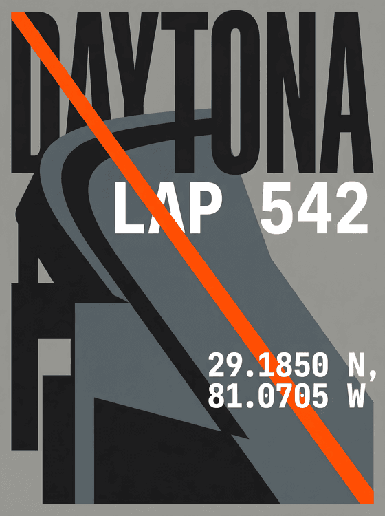 Daytona Coordinates: Lap 542 Minimalist Track Art