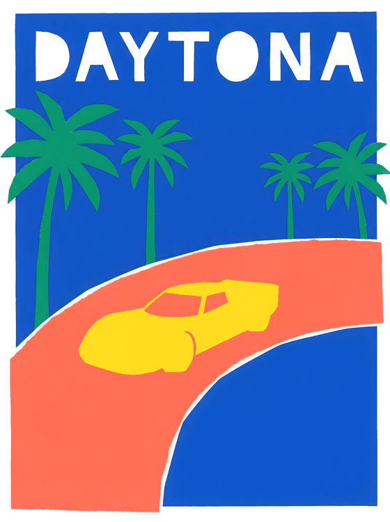 Daytona Sun: Minimalist Paper Cutout Race Poster